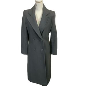 Double-Breasted Long Trench Coat - Black